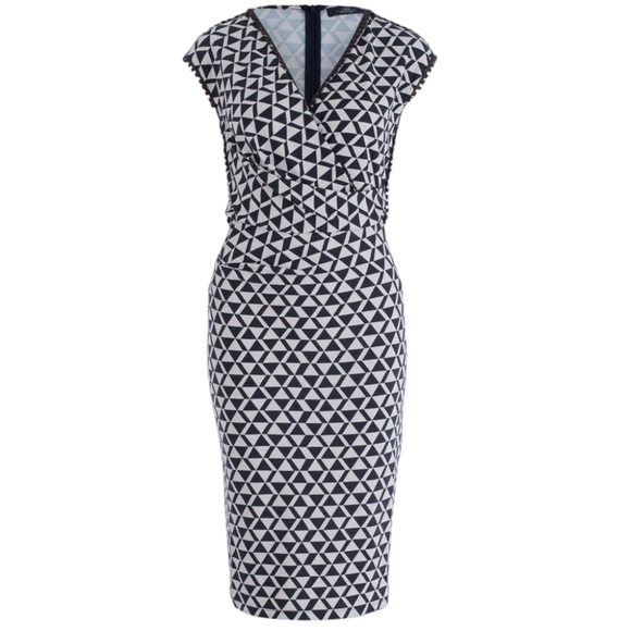 HP. Weekend Max Mara Diamond Print Jersey Dress Dark Brown - Picture 4 of 10
